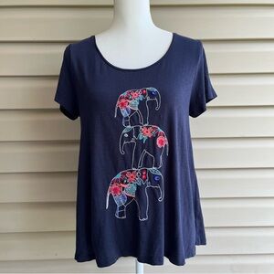 •Crown & Ivy• Embellished Elephant A-Line Top - Size Medium Petite
